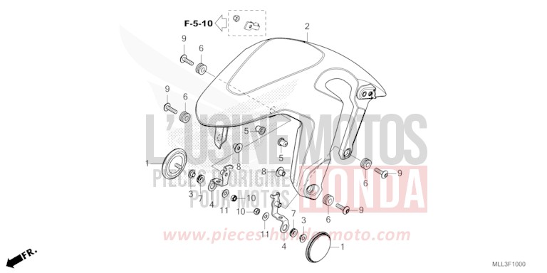 FRONT FENDER for CB1000F "Big One" GRAND PRIX RED (R380) from 2025